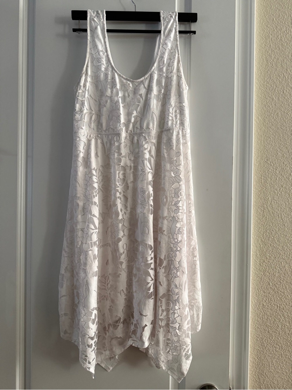 Soma White Floral Lace Knit Sleeveless Dress